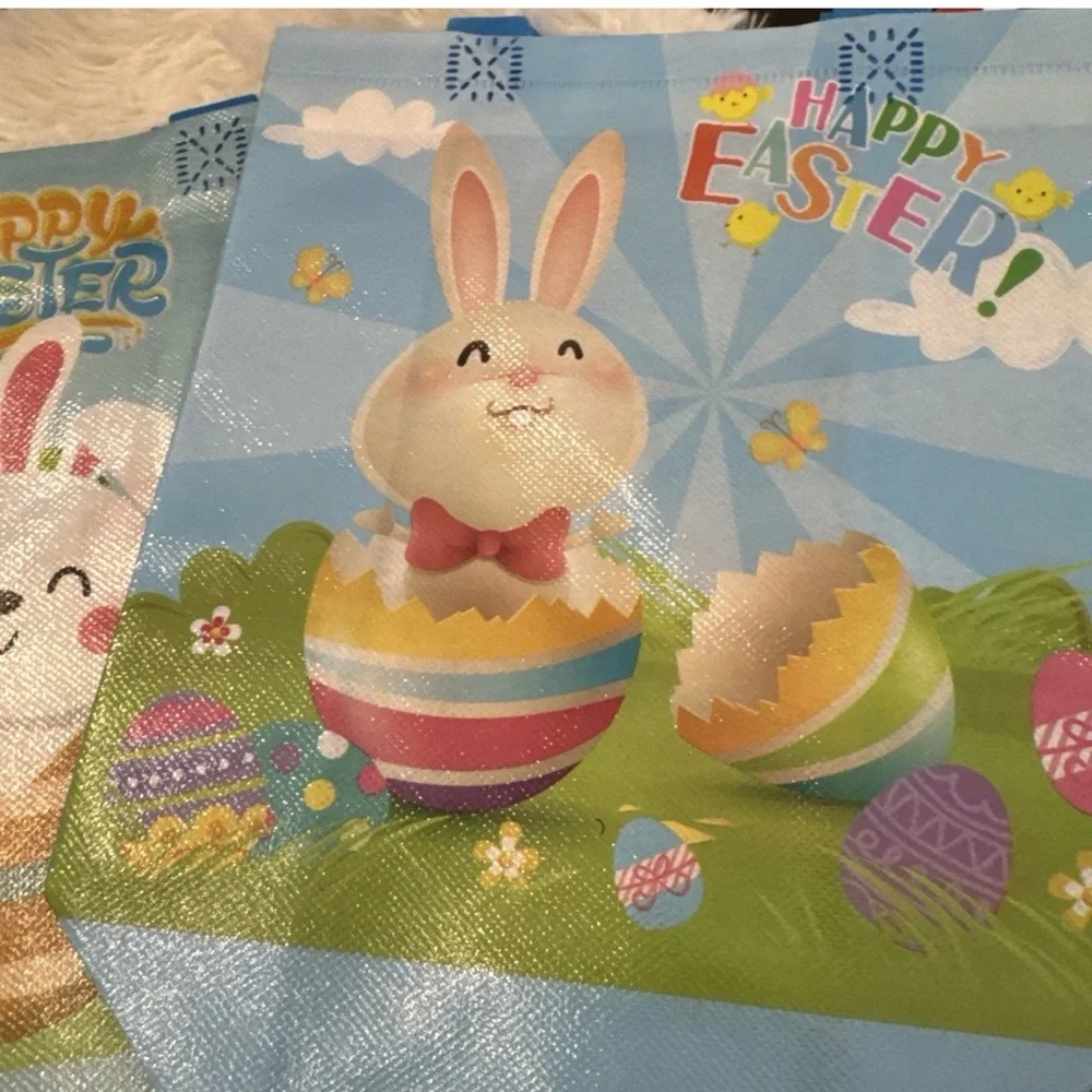Happy Easter Bunny Reusable Gift Bag - multicolor set of 6